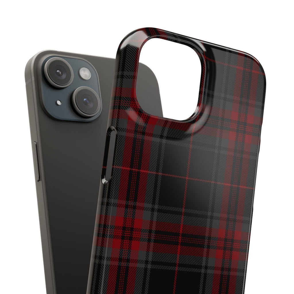 Plaid Snap Phone Case — Red & Black Tartan Protective Cover