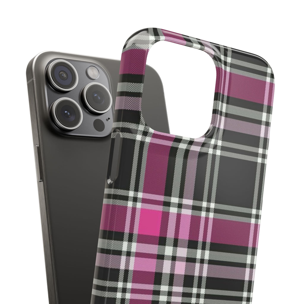 Plaid Phone Case — Pink & Black Tartan Snap Case