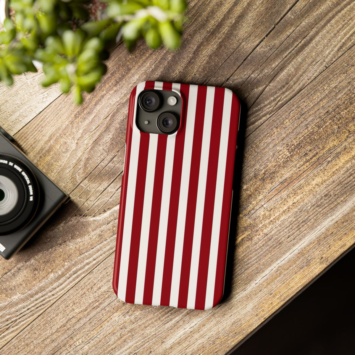 Red and White Vertical Stripes Phone Case | Slim Phone Case