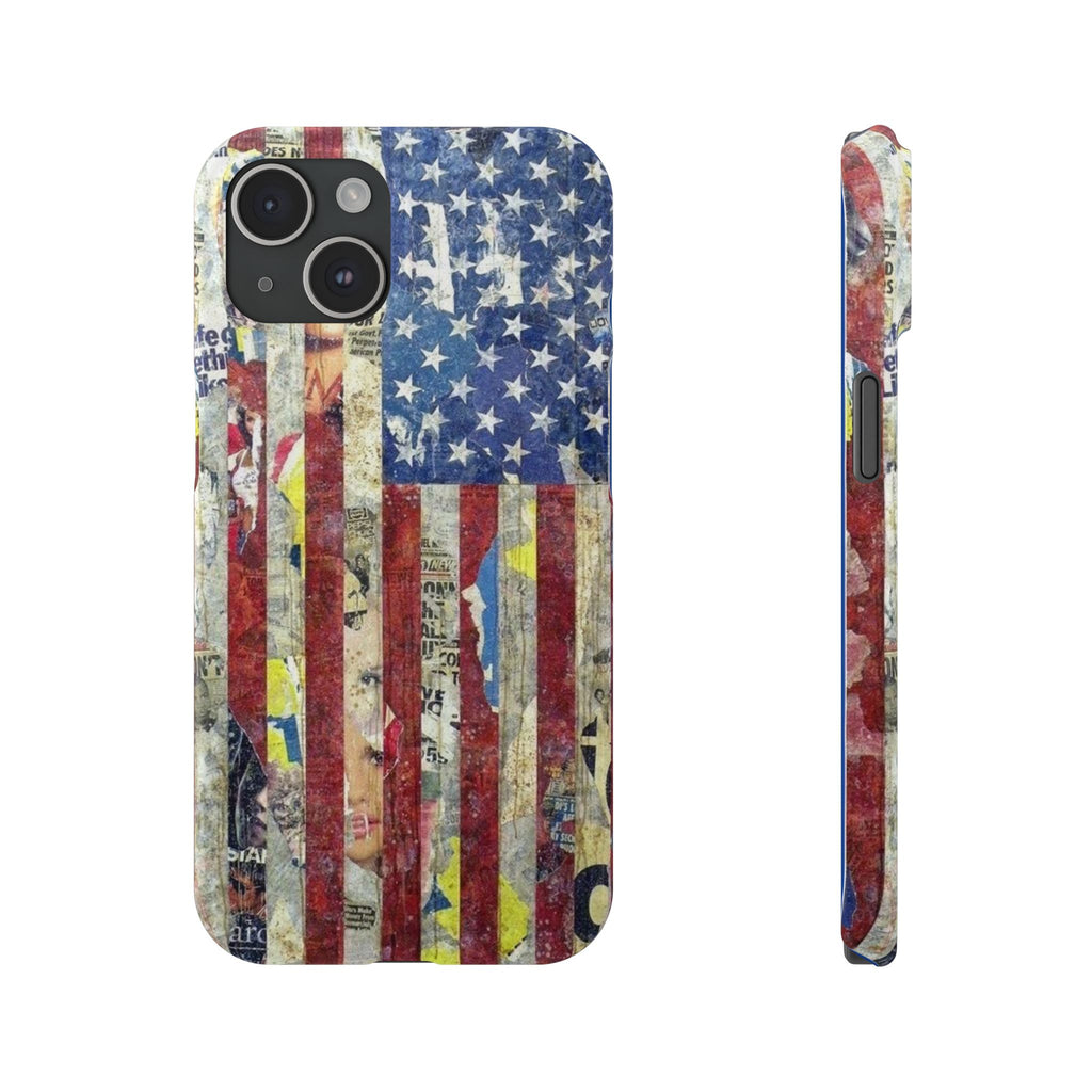 Patriotic Slim Phone Case - USA Flag Design, Gifts for Patriots, Americana Decor, Unique Phone Accessory, Red White Blue Love