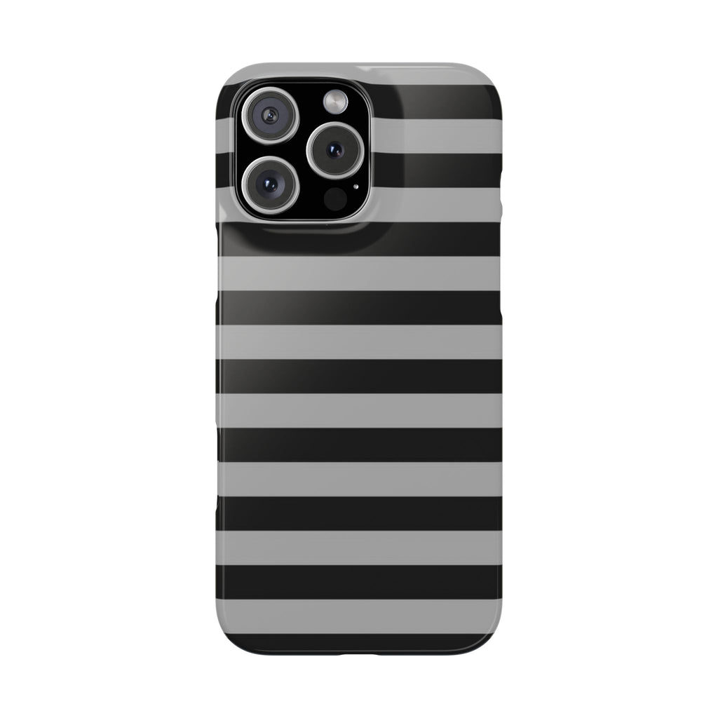 Black and Gray Striped Snap Case