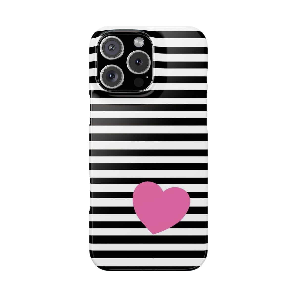 Black and White Striped Heart Snap Case