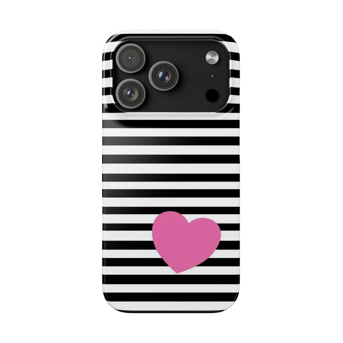 Black and White Striped Heart Snap Case
