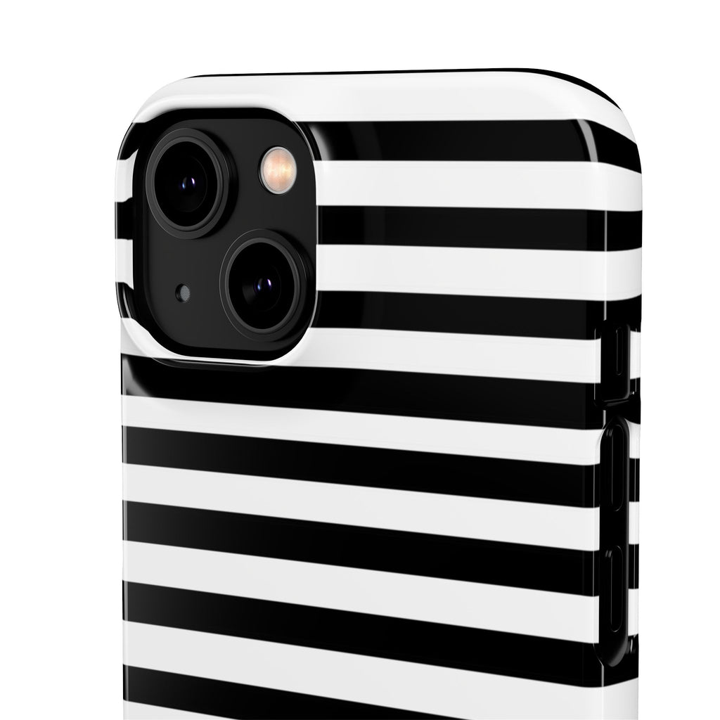 Black and White Striped Heart Snap Case