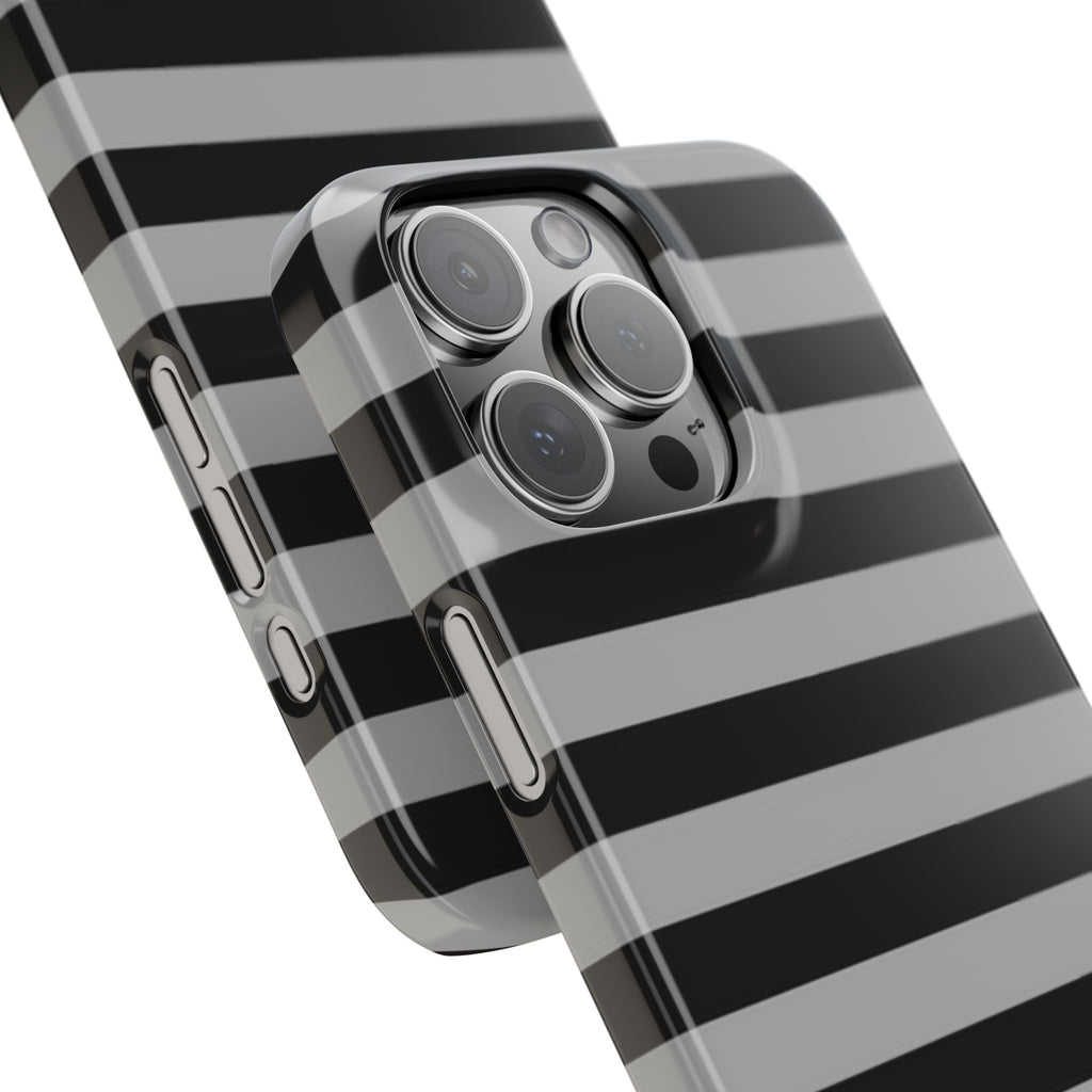 Black and Gray Striped Snap Case