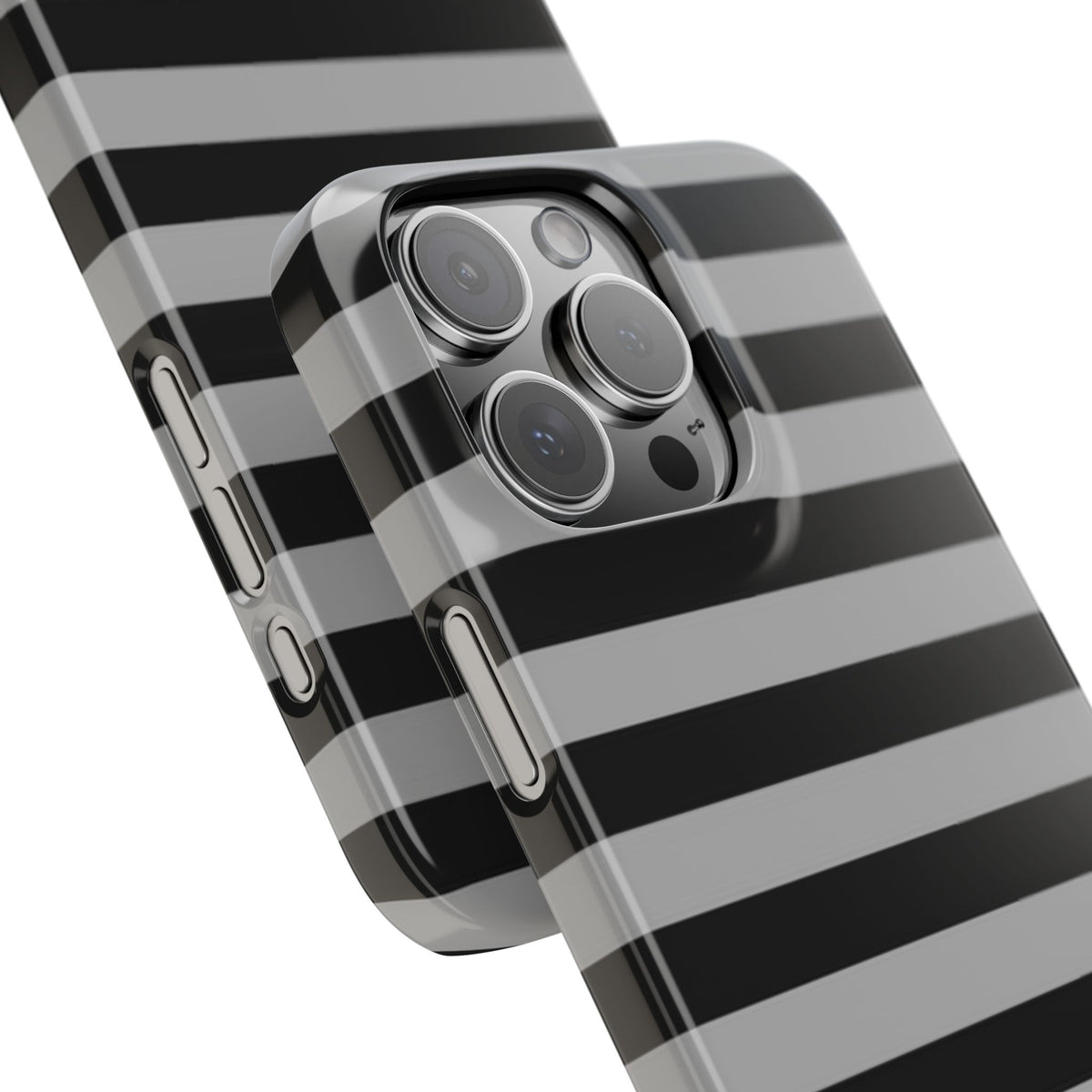 Black and Gray Striped Snap Case
