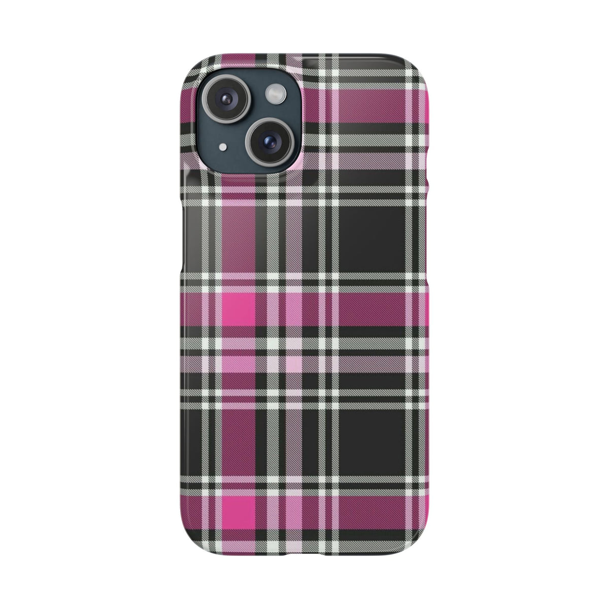 Plaid Phone Case — Pink & Black Tartan Snap Case