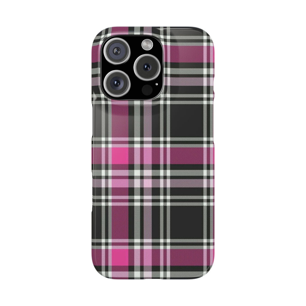 Plaid Phone Case — Pink & Black Tartan Snap Case