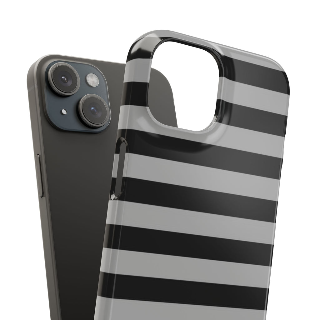 Black and Gray Striped Snap Case