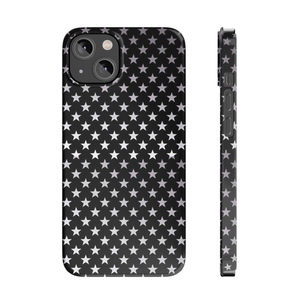 Monochrome Star Pattern Slim Phone Case | Black White Stars
