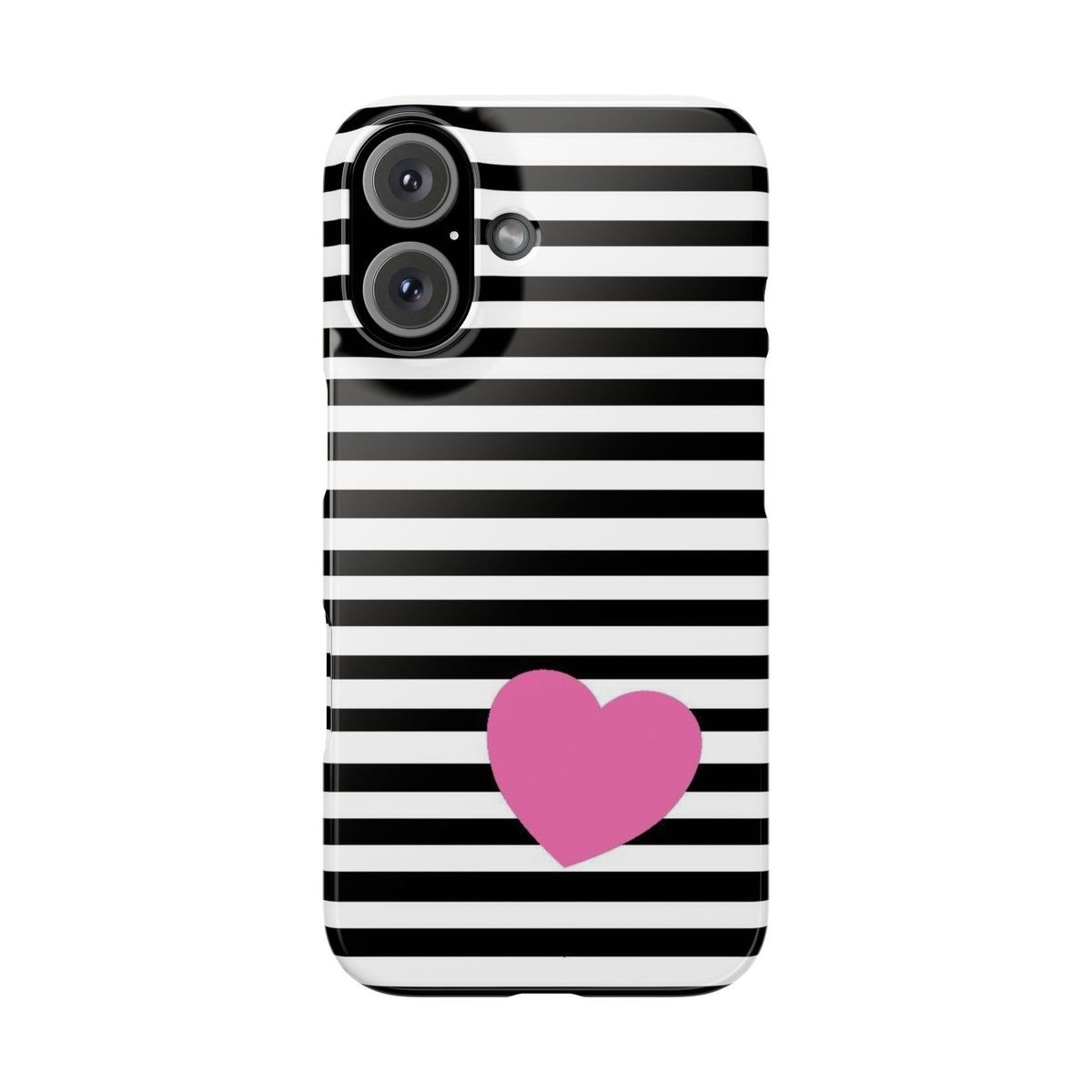 Black and White Striped Heart Snap Case