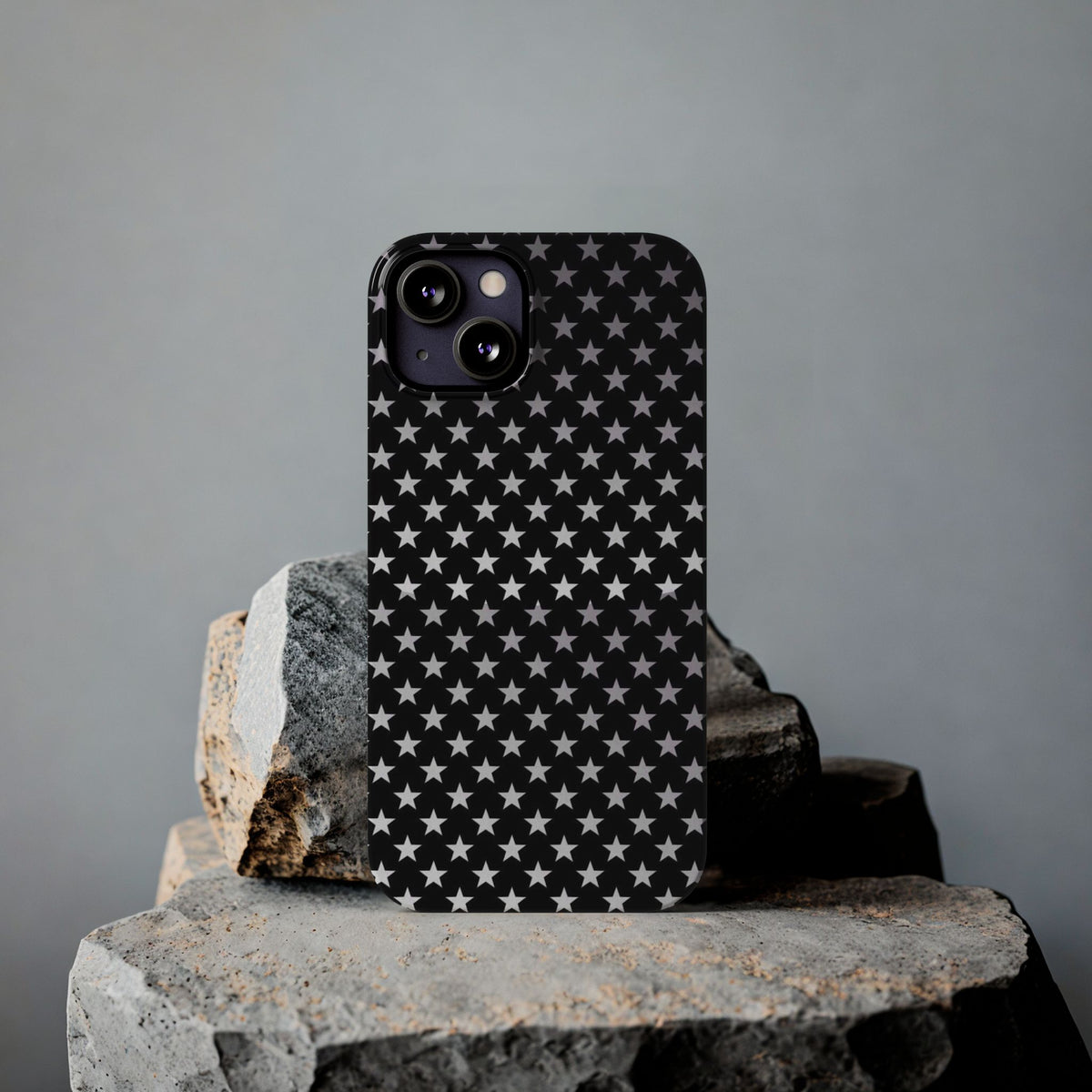Monochrome Star Pattern Slim Phone Case | Black White Stars