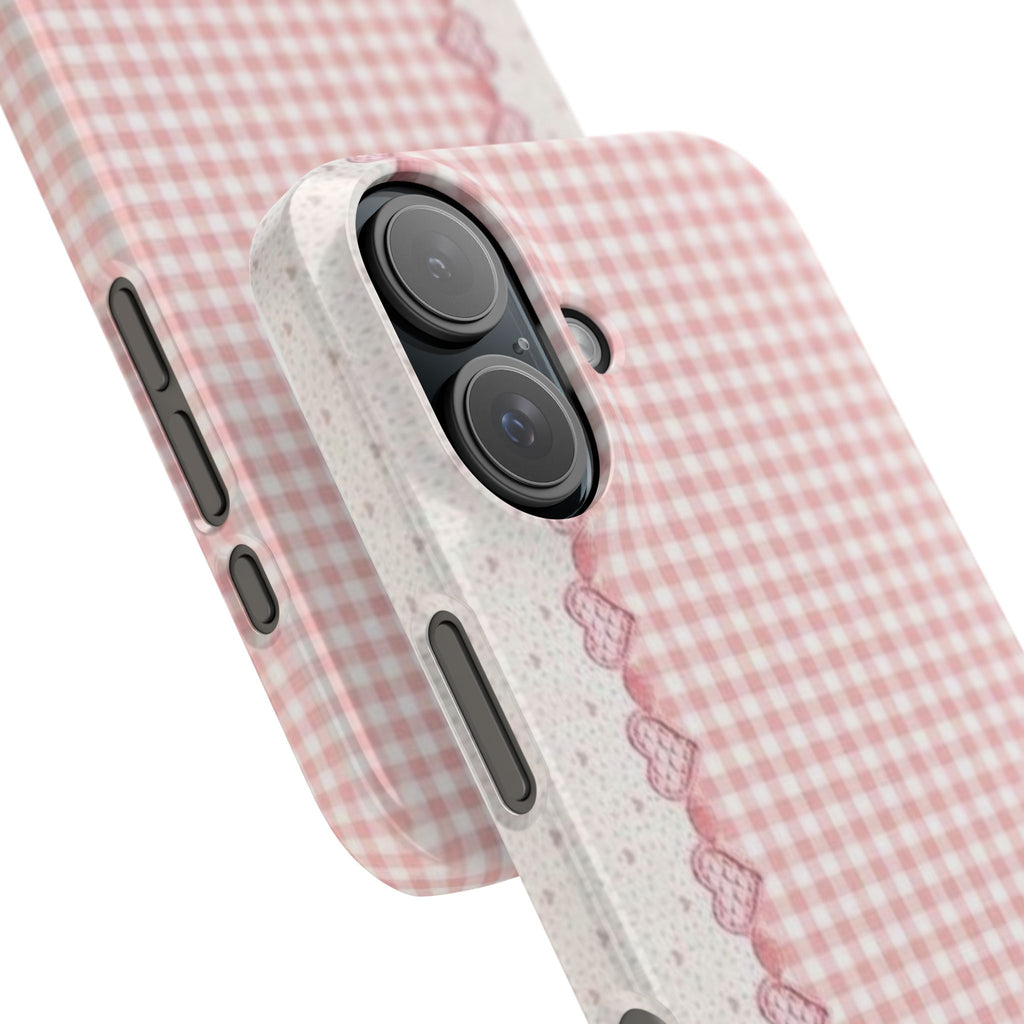 Pink Gingham with Lace Trim Phone Case | Slim Phone Case