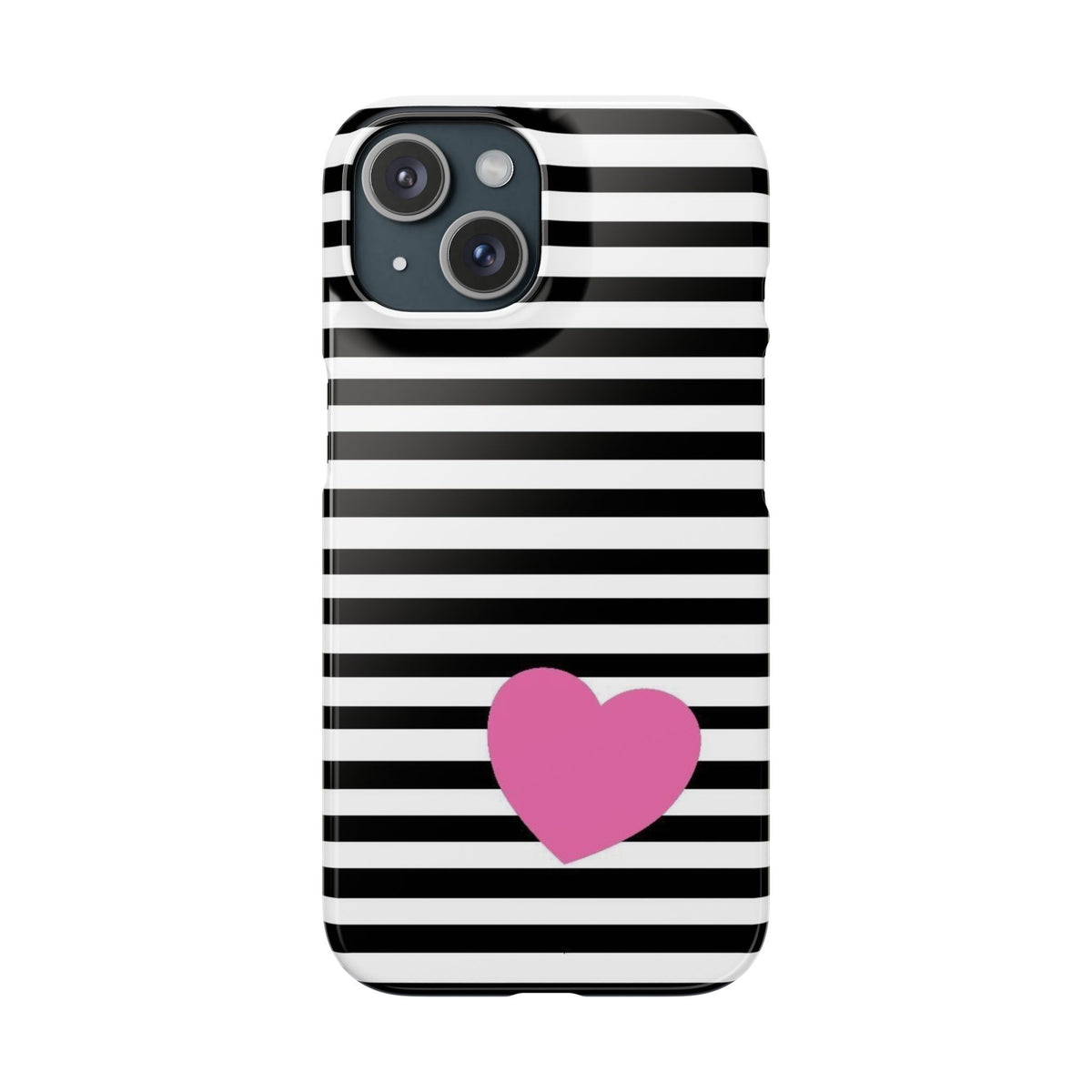Black and White Striped Heart Snap Case