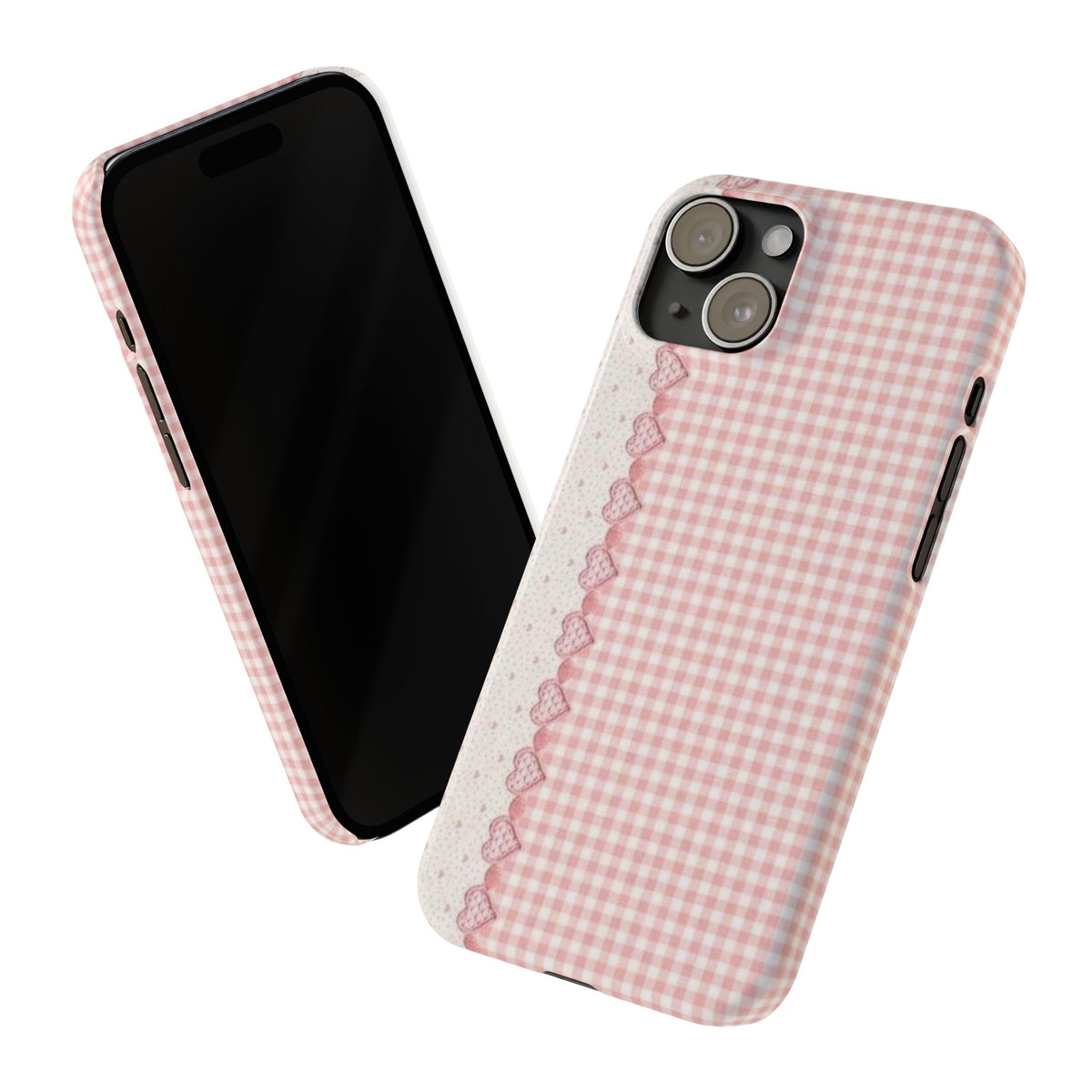 Pink Gingham with Lace Trim Phone Case | Slim Phone Case