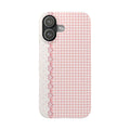 Pink Gingham with Lace Trim Phone Case | Slim Phone Case