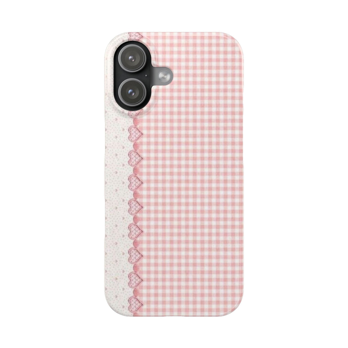 Pink Gingham with Lace Trim Phone Case | Slim Phone Case