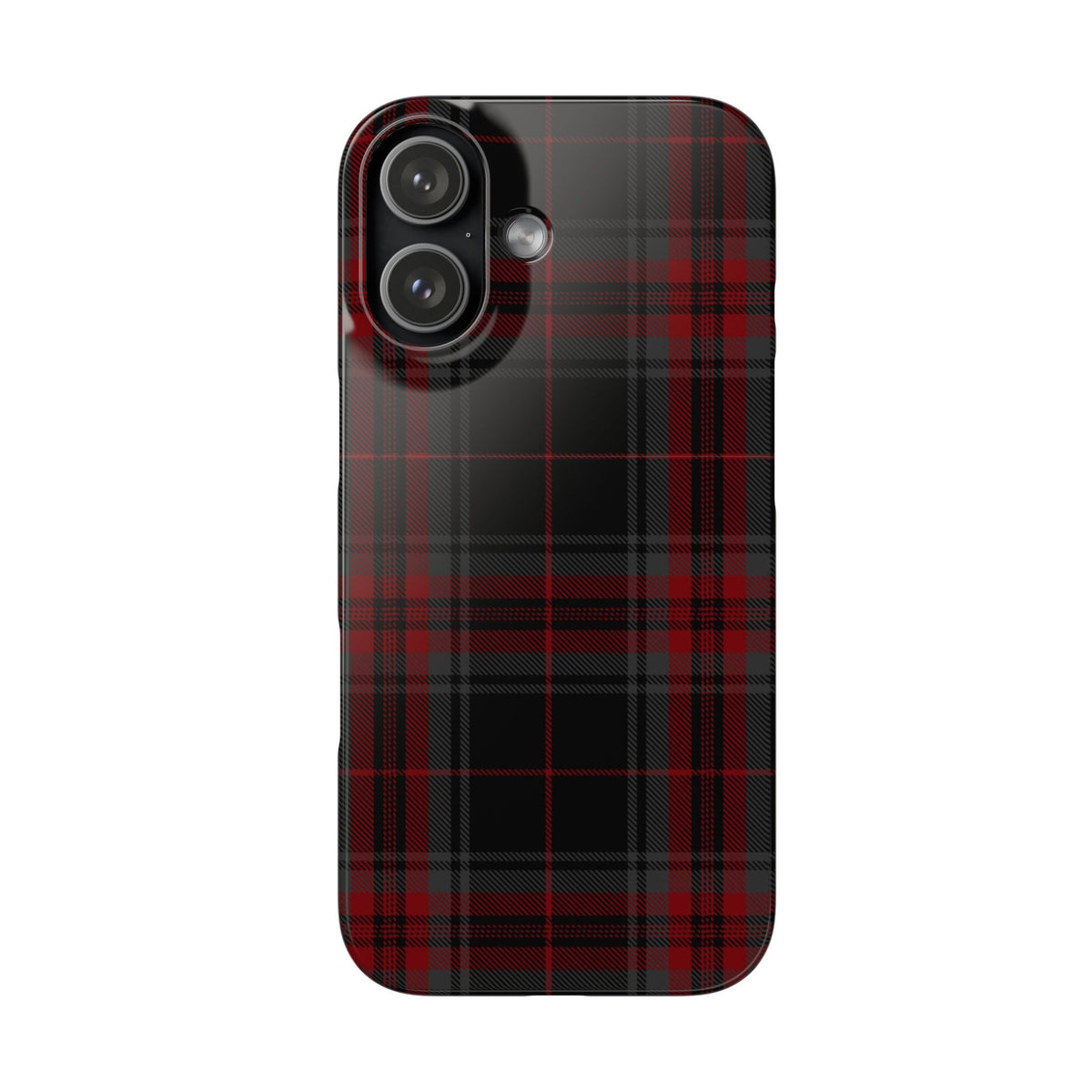 Plaid Snap Phone Case — Red & Black Tartan Protective Cover