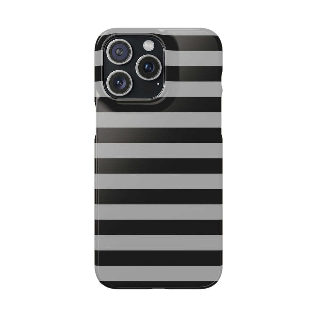 Black and Gray Striped Snap Case