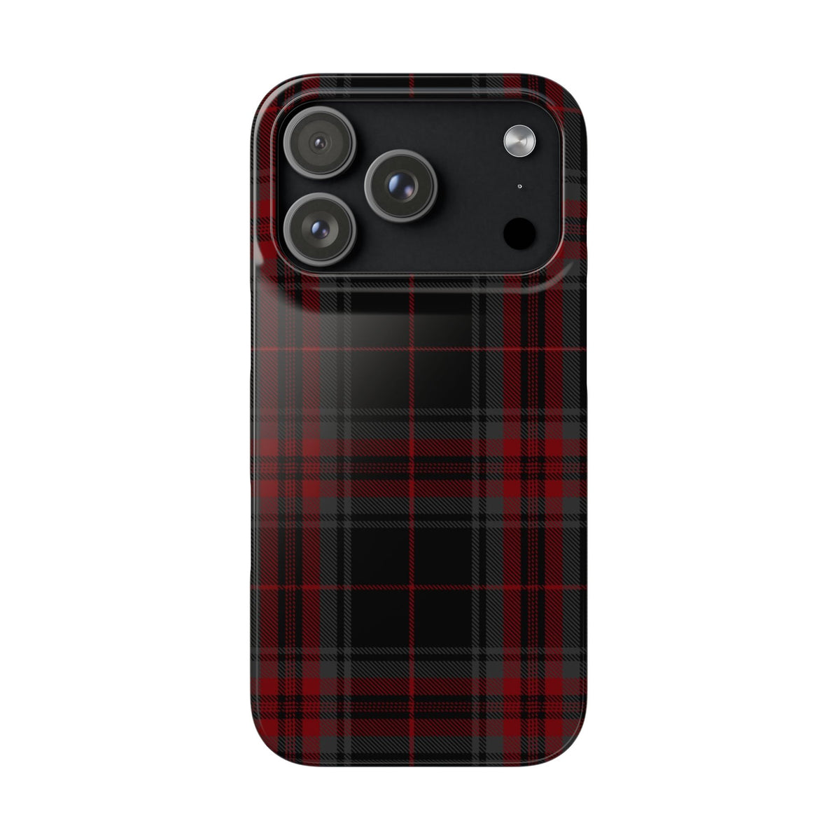 Plaid Snap Phone Case — Red & Black Tartan Protective Cover