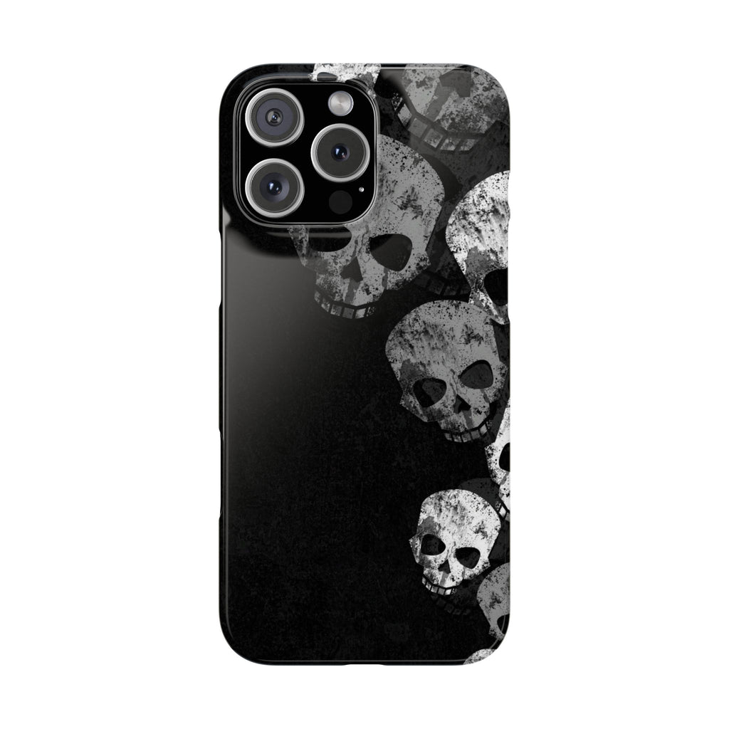Skull Cascade Snap Phone Case — Gothic Black Grunge iPhone Cover