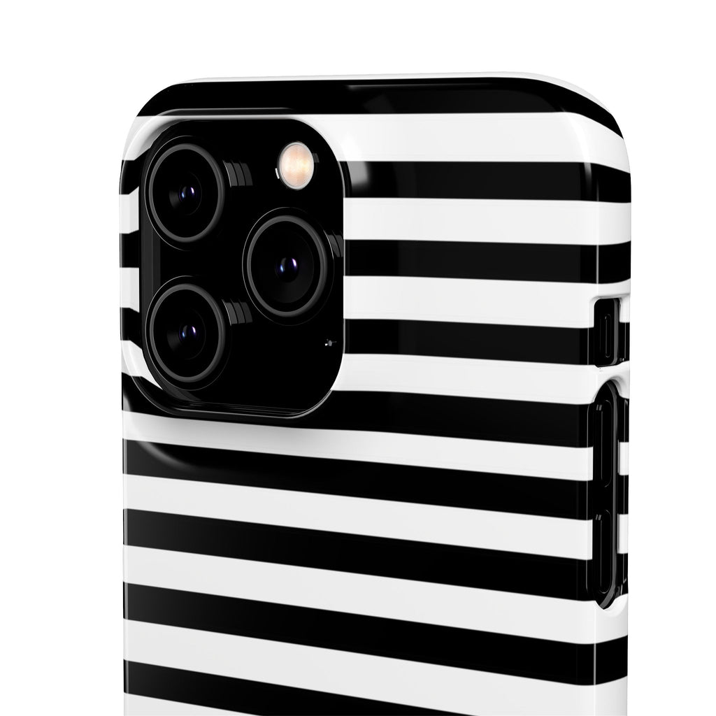 Black and White Striped Heart Snap Case