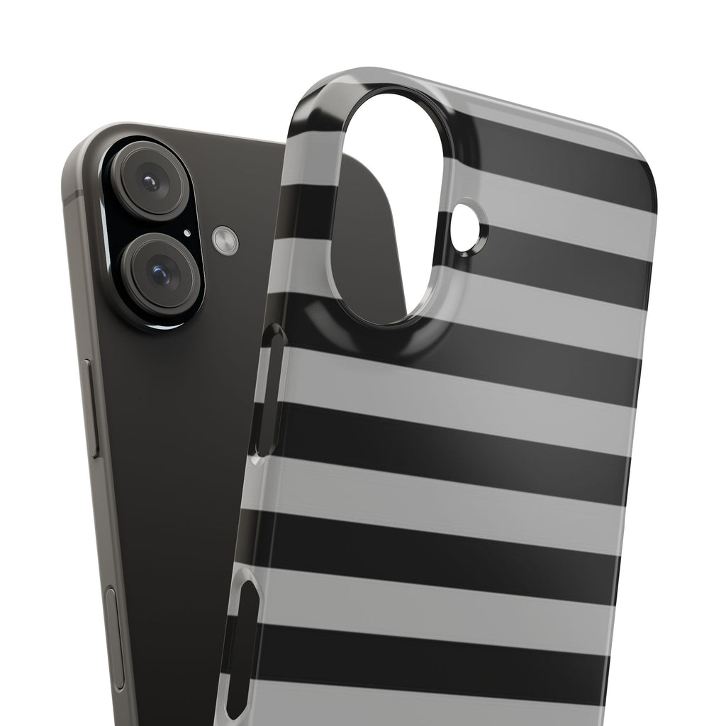 Black and Gray Striped Snap Case