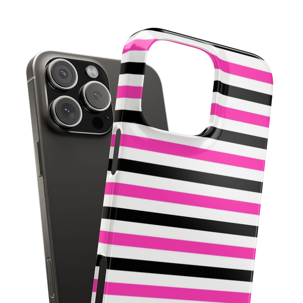 Striped Pink & Black Phone Case — Slim Snap Case
