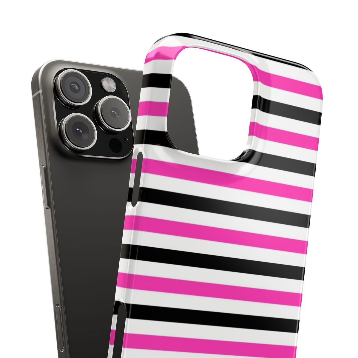Striped Pink & Black Phone Case — Slim Snap Case