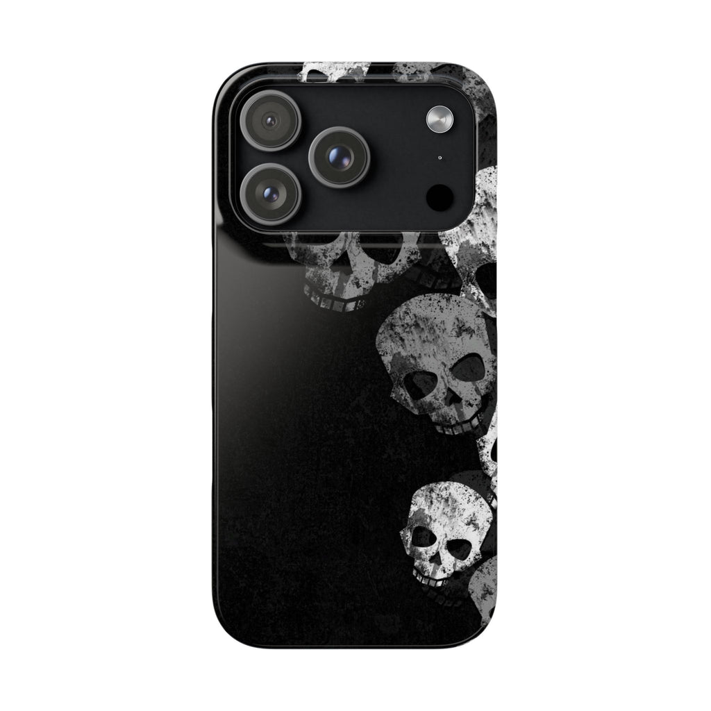 Skull Cascade Snap Phone Case — Gothic Black Grunge iPhone Cover