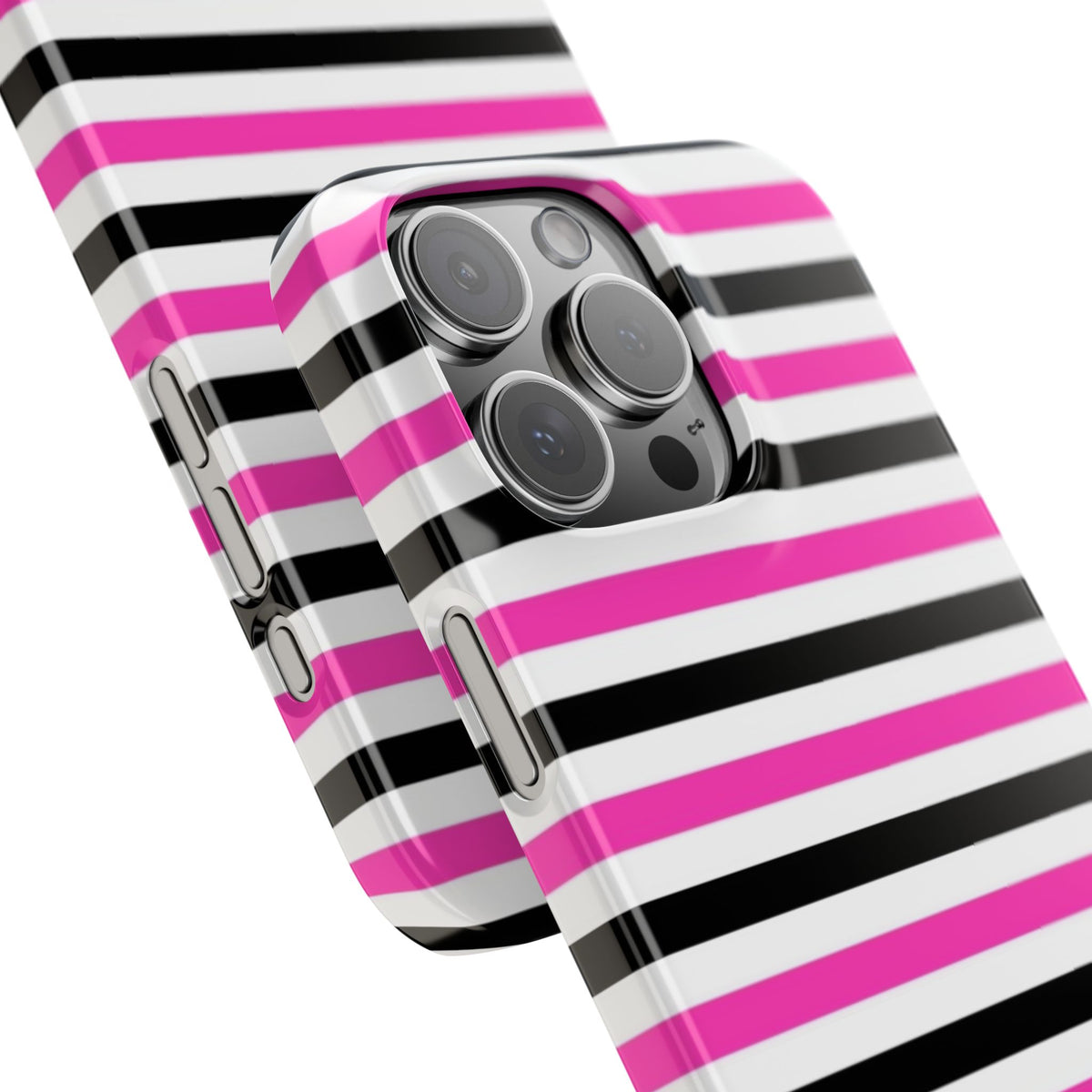 Striped Pink & Black Phone Case — Slim Snap Case