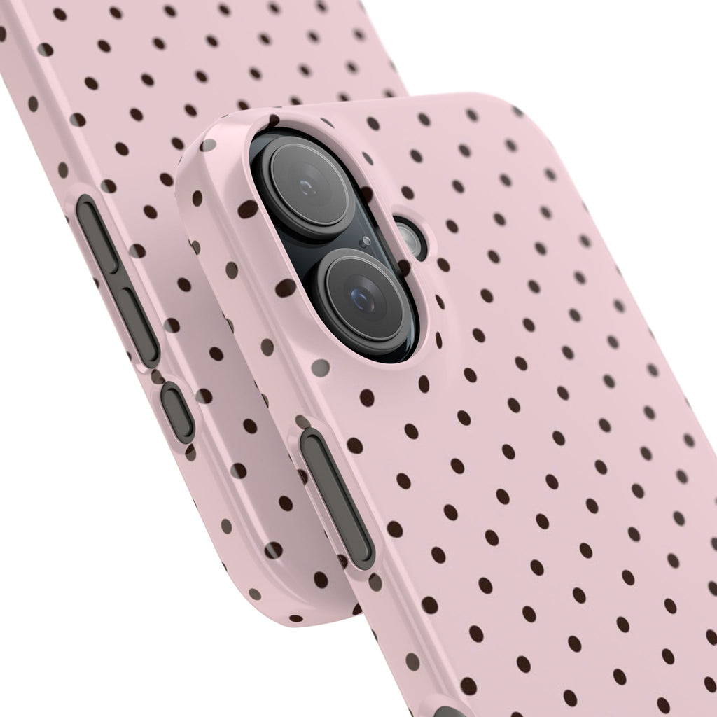 Pink Polka Dot Slim Phone Case | Black Dots, Pastel Pink