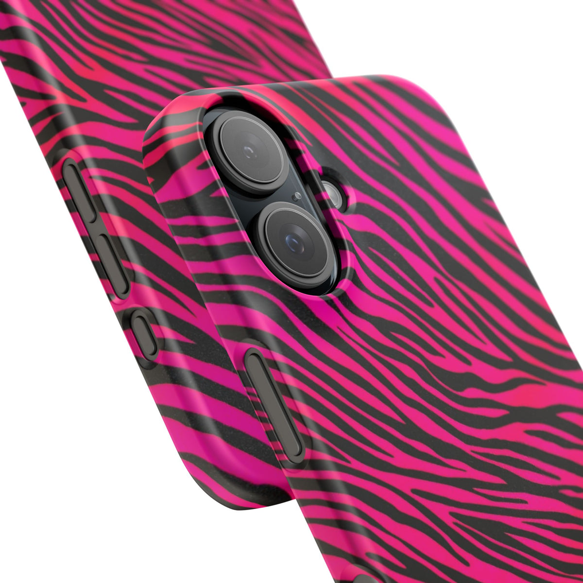 Pink Zebra Print Snap Case for iPhone, Vibrant Animal Print Phone Cover, Trendy Fashion Accessory, Unique Gift Idea, Stylish Protection