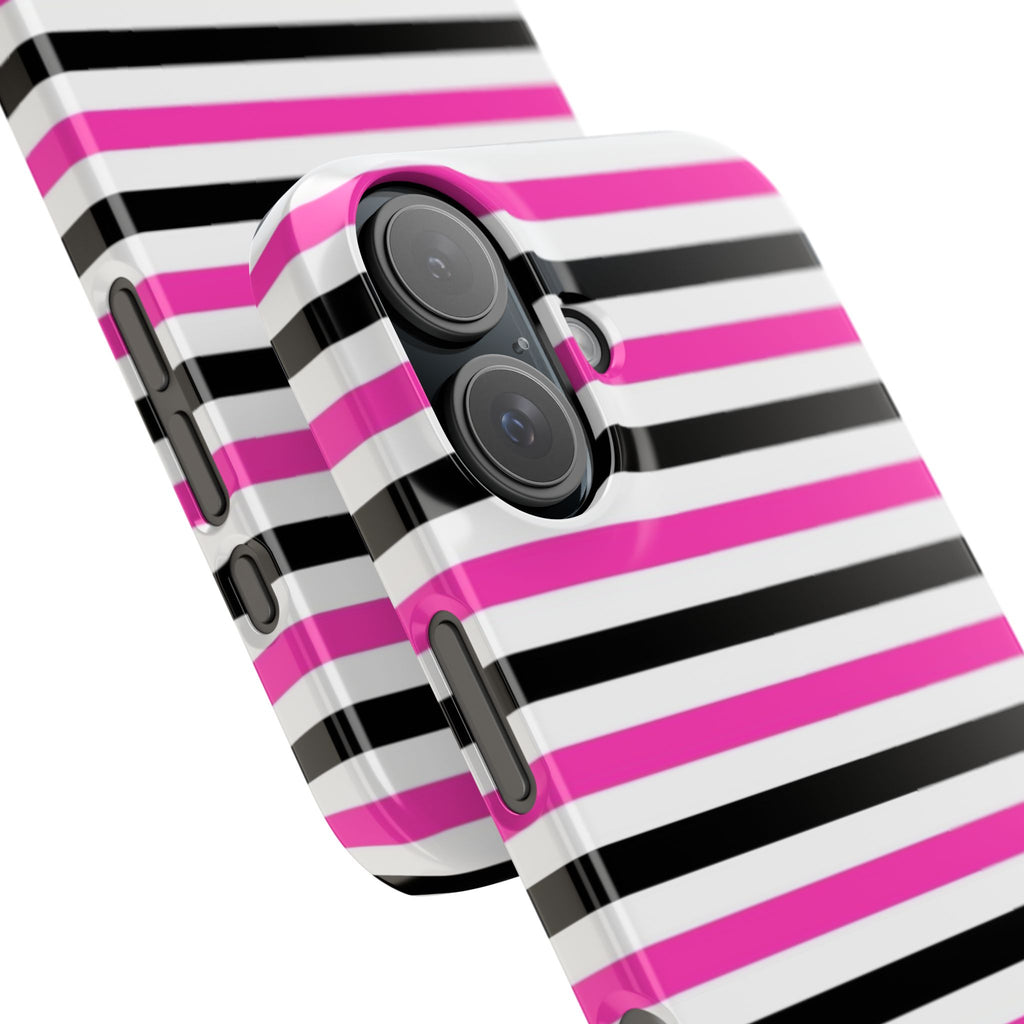 Striped Pink & Black Phone Case — Slim Snap Case