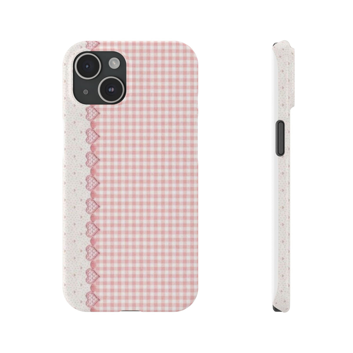 Pink Gingham with Lace Trim Phone Case | Slim Phone Case