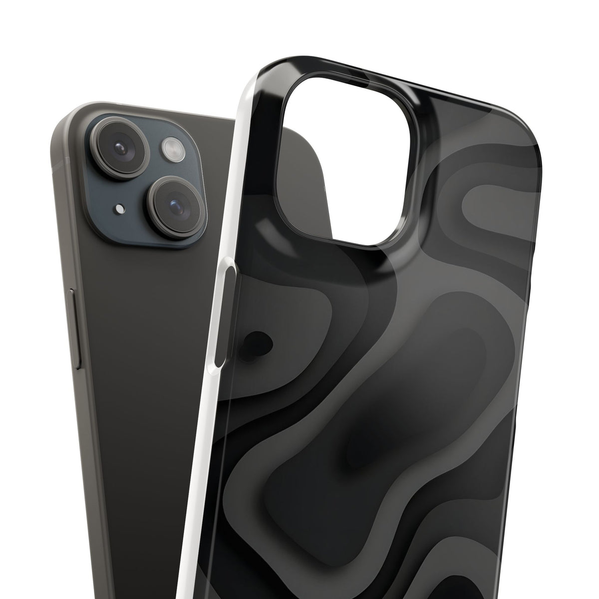 Sleek Black Phone Case, Modern Snap Cases for iPhone, Stylish Tech Accessory, Gift for Him/Her, Minimalist Design, Phone Protection