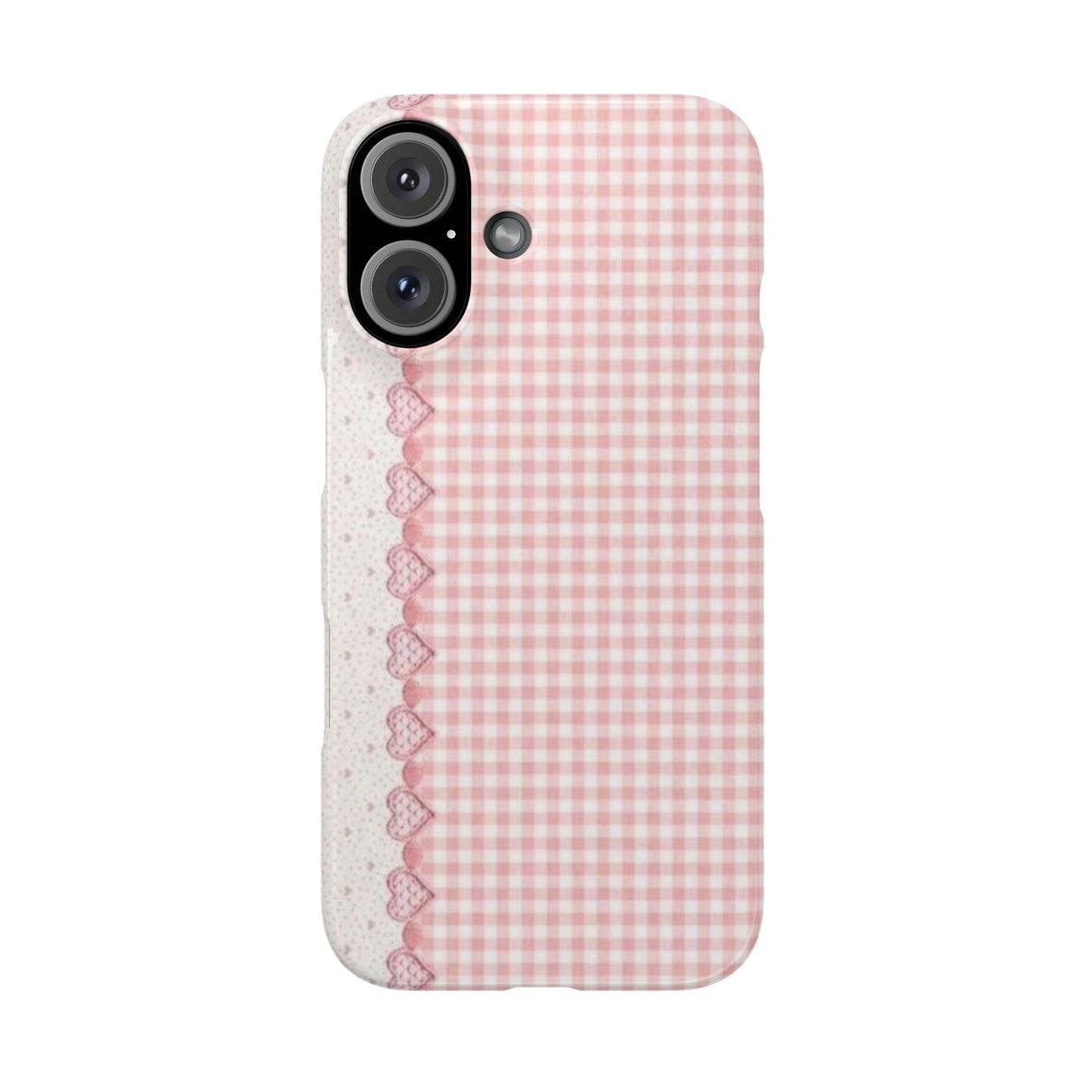 Pink Gingham with Lace Trim Phone Case | Slim Phone Case