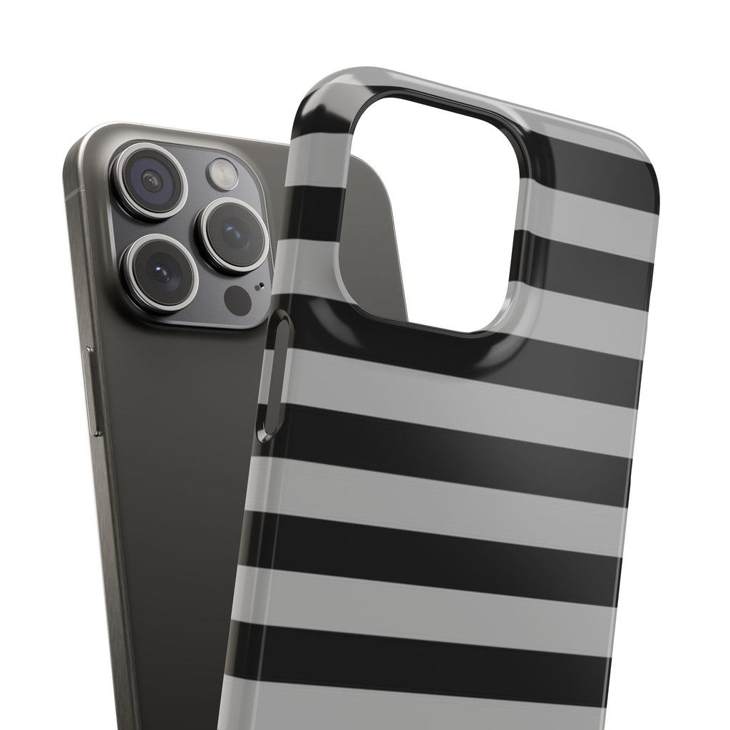 Black and Gray Striped Snap Case