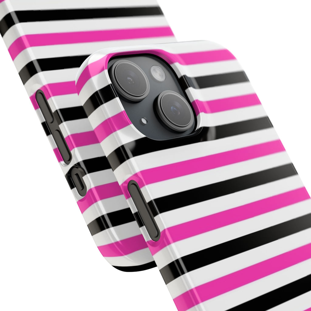 Striped Pink & Black Phone Case — Slim Snap Case