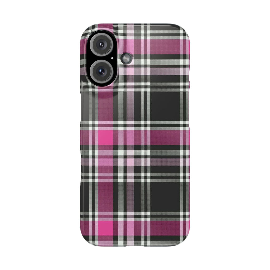 Plaid Phone Case — Pink & Black Tartan Snap Case
