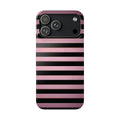 Pink & Black Striped Phone Case — Glossy Horizontal Stripe Snap Case