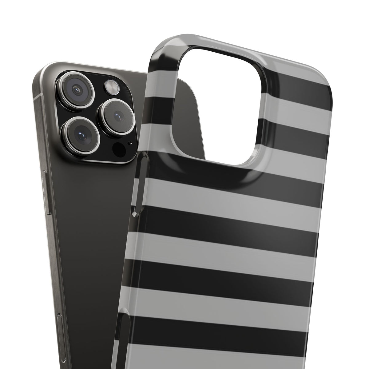 Black and Gray Striped Snap Case