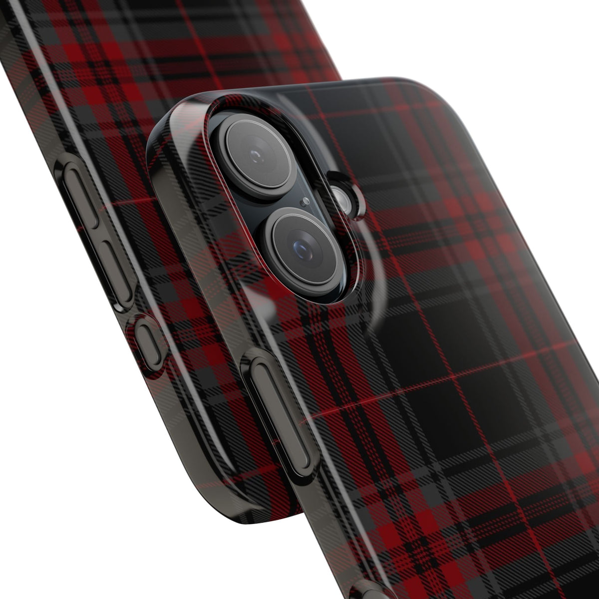 Plaid Snap Phone Case — Red & Black Tartan Protective Cover