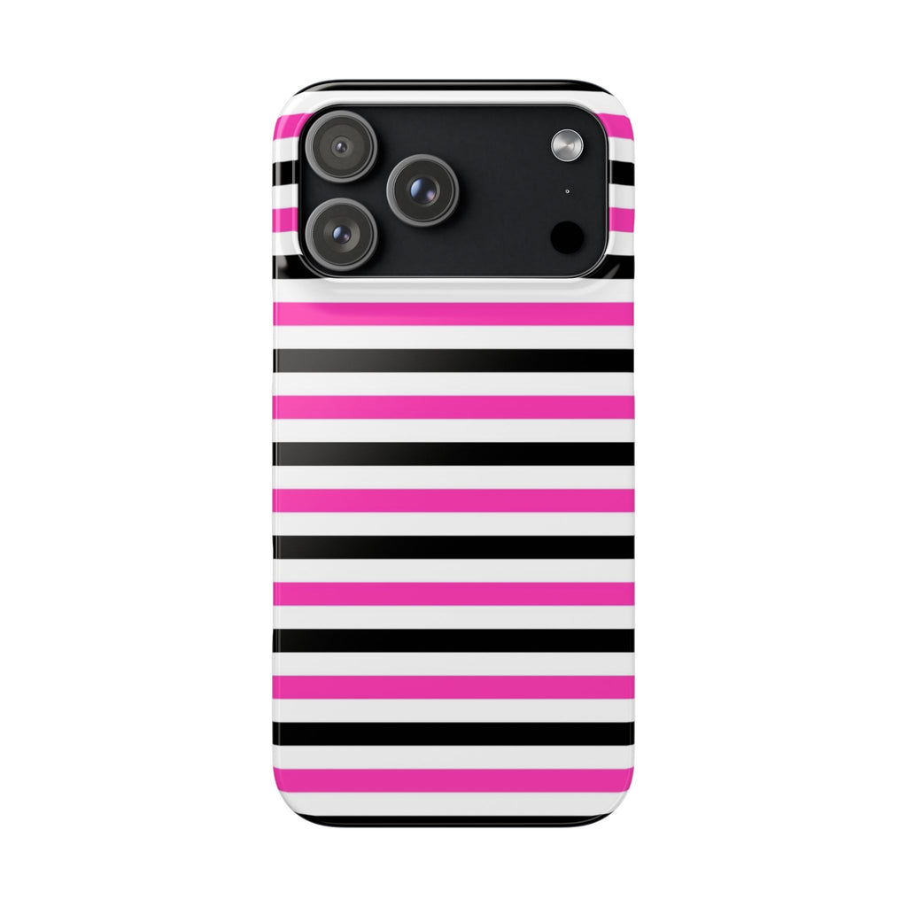 Striped Pink & Black Phone Case — Slim Snap Case