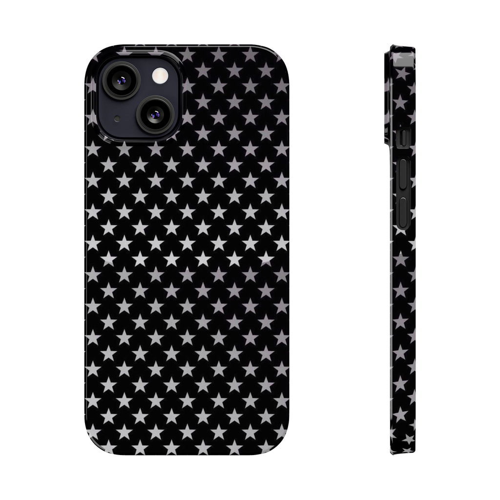 Monochrome Star Pattern Slim Phone Case | Black White Stars