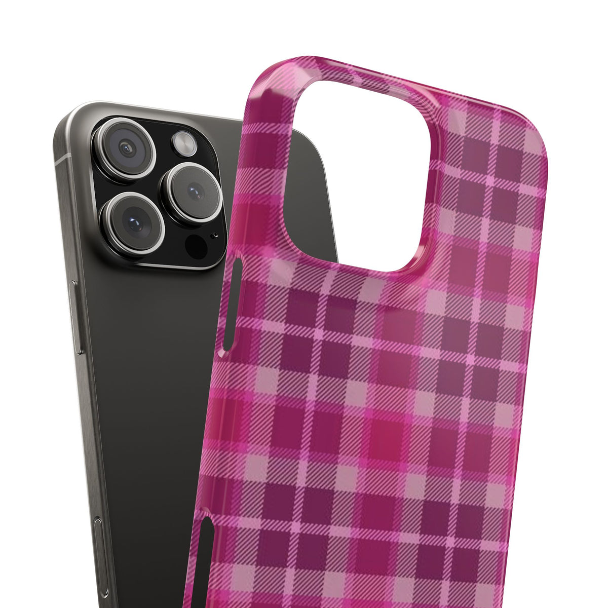 Pink Plaid Phone Case — Classic Plaid Snap Case for iPhone