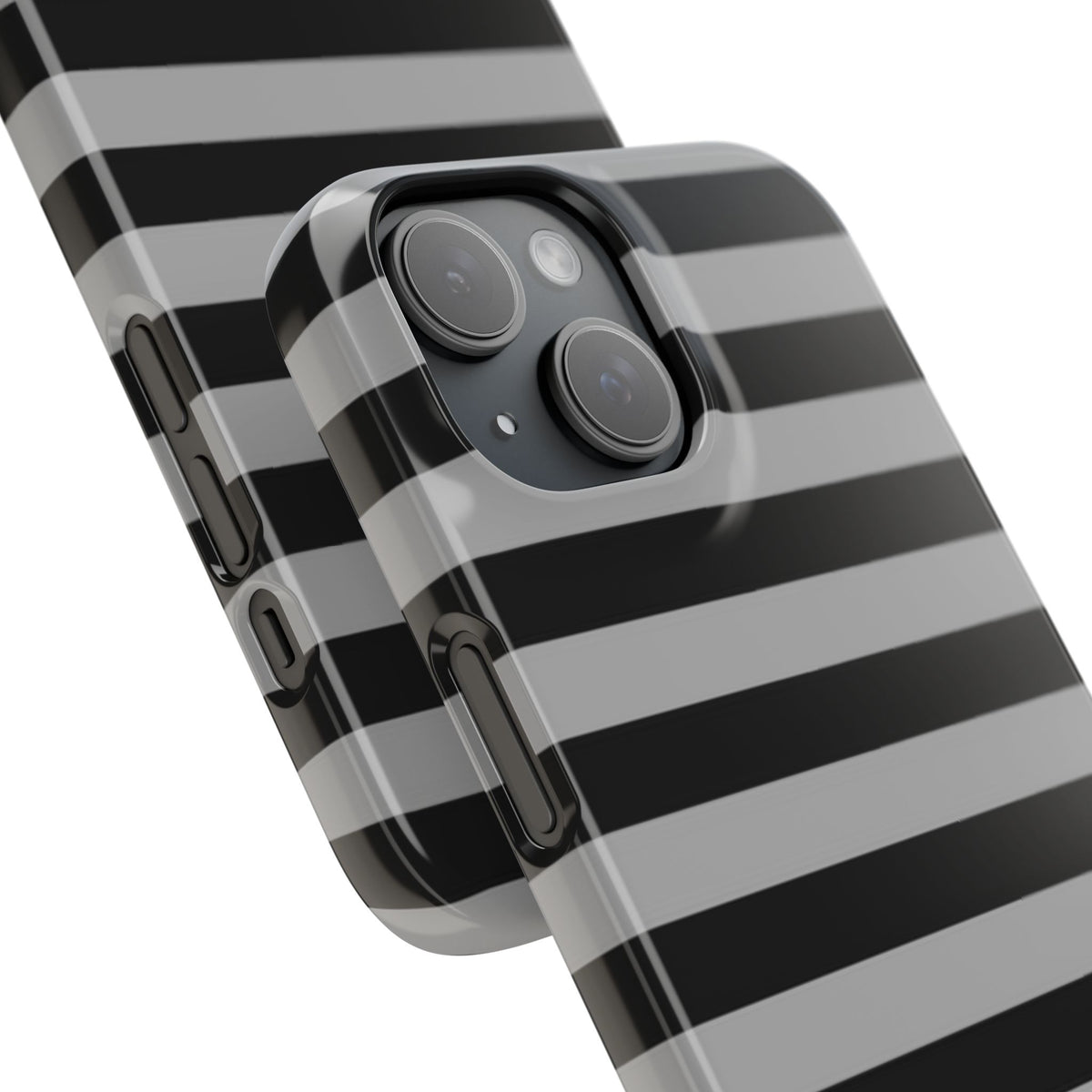 Black and Gray Striped Snap Case