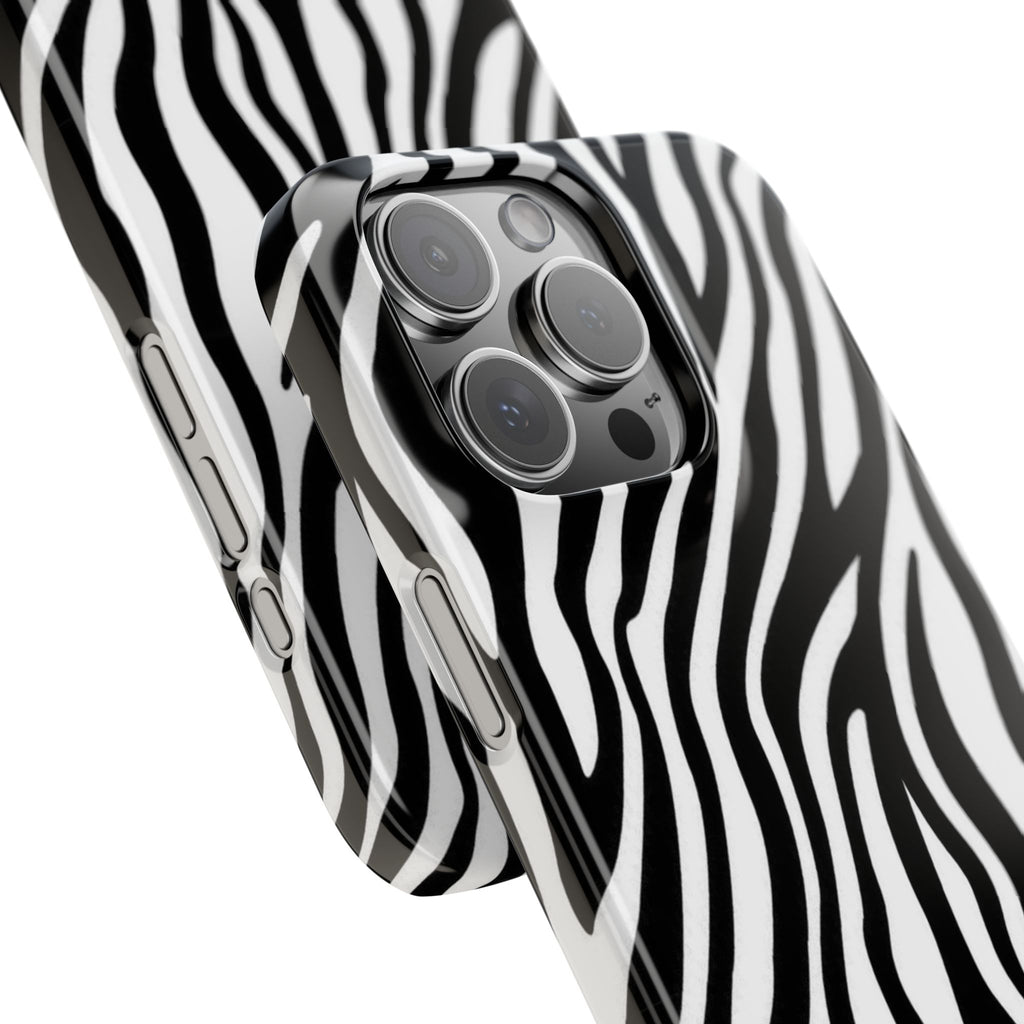 Zebra Print Snap Phone Case — Black & White Animal Pattern