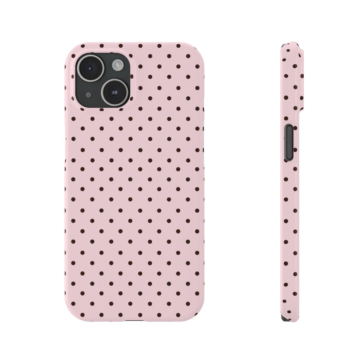 Pink Polka Dot Slim Phone Case | Black Dots, Pastel Pink