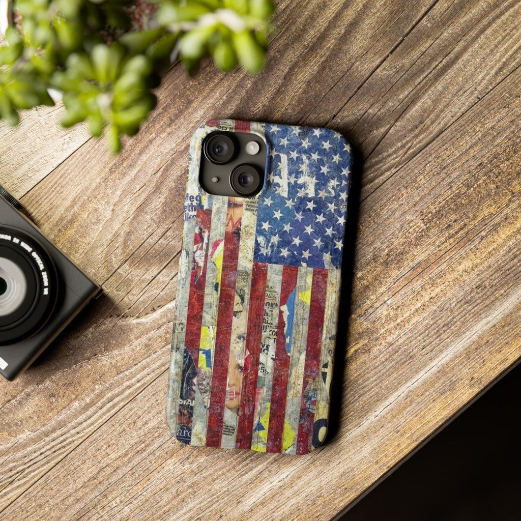 Patriotic Slim Phone Case - USA Flag Design, Gifts for Patriots, Americana Decor, Unique Phone Accessory, Red White Blue Love
